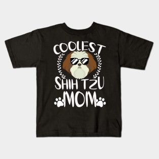 Glasses Coolest Shih Tzu Dog Mom Kids T-Shirt